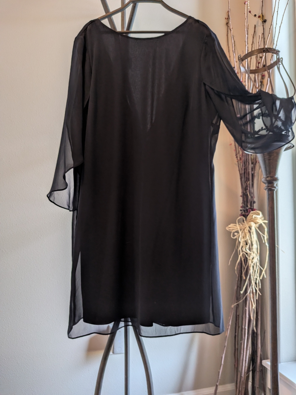 MSK Black Long Sleeve Chiffon Overlay Dress - Picture 3 of 4